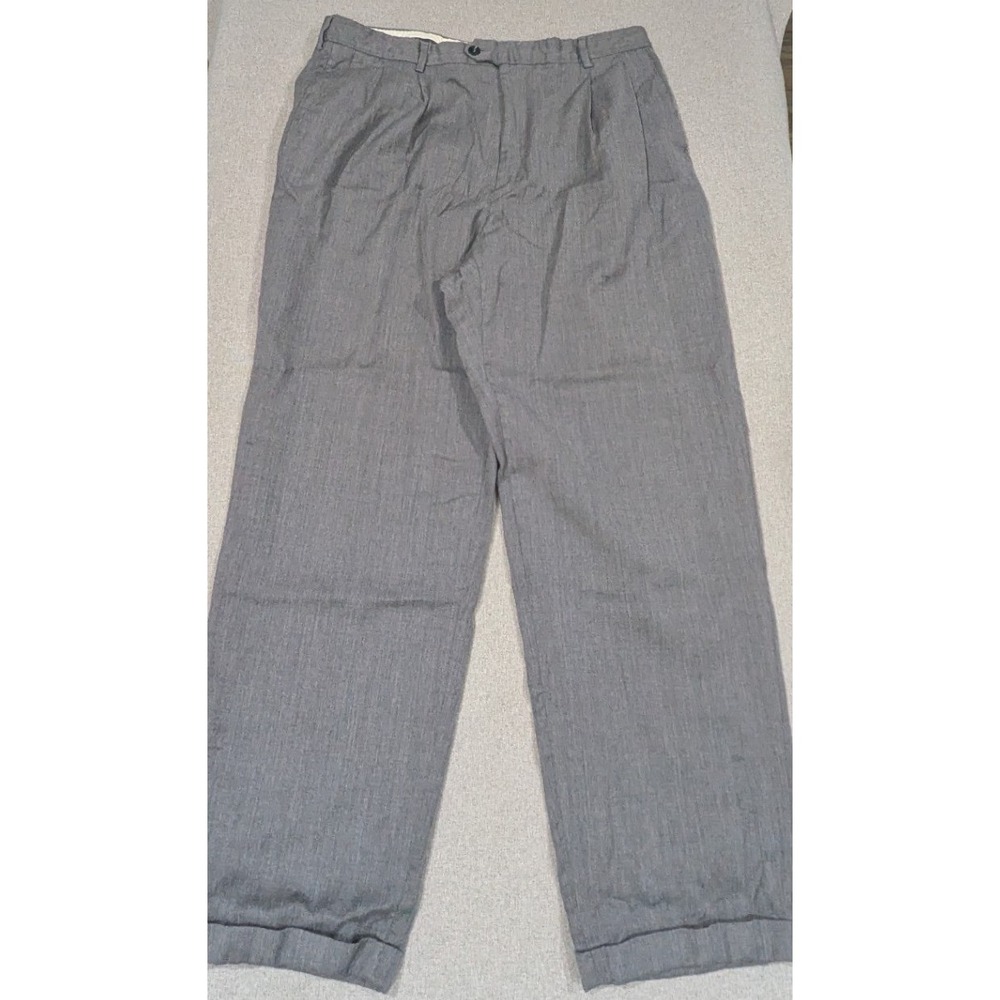 Principe Dress Pants Mens 38 Light Grey Good Wool Pleated Cuffed Made in Italy